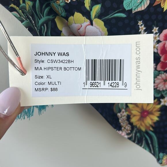 Johnny Was Mia Tie Front Black Floral Boho Bikini Size X-Large NWT - Picture 10 of 11